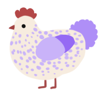 A cream and lilac chicken with a speckle pattern