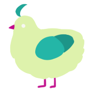 A apple and turquoise chicken