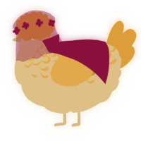 A beige and orange chicken with a half-lace pattern