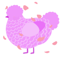 A lavender chicken with a lace pattern