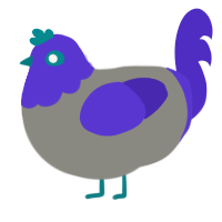 A ash and indigo chicken with a head pattern