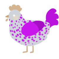 A mist and amethyst chicken with a speckle pattern