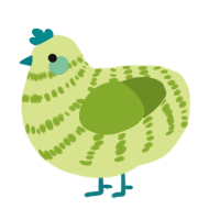 A lemon and chartreuse chicken with a bar pattern