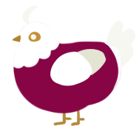 A maroon and white chicken with a head pattern