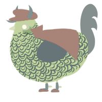 A amethyst and honey chicken with a double-lace pattern