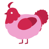A pink and crimson chicken with a head pattern