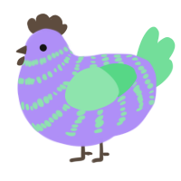 A lilac and spring chicken with a bar pattern