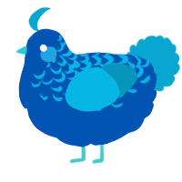 A ultramarine and cerulean chicken with a half-lace pattern