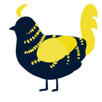 A tumblr and yellow chicken with a half-bar pattern