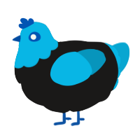 A sable and cerulean chicken with a head pattern