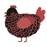 A sable and red chicken with a lace pattern