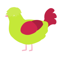 A lime and crimson chicken