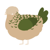 A beige and olive chicken with a half-lace pattern
