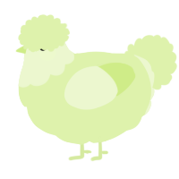 A apple chicken with a head pattern