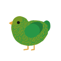 Cluck Ness Monster, a chartreuse and viridian chicken with a double-lace pattern