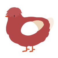 A red and cream chicken