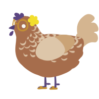 A brown and beige chicken with a half-lace pattern