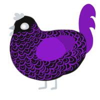 A black and violet chicken with a double-lace pattern