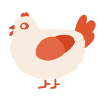 A cream and vermilion chicken