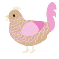 A beige and pink chicken with a lace pattern