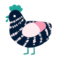 A tumblr and rose chicken with a bar pattern