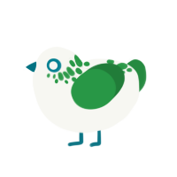 Flexidisc, a white and viridian chicken with a neck-speckle pattern