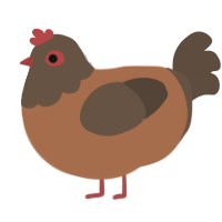 A brown and bark chicken with a head pattern