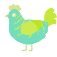 A mint and lime chicken with a half-bar pattern