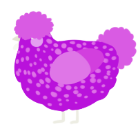 A amethyst and orchid chicken with a speckle pattern