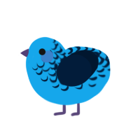 Indigo Bunting, a sky and tumblr chicken with a half-lace pattern