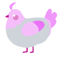 A mist and lavender chicken with a head pattern