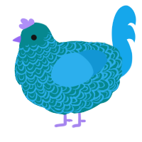 A teal and sky chicken with a double-lace pattern