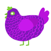 A violet and amethyst chicken with a lace pattern