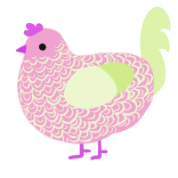 A pink and apple chicken with a double-lace pattern