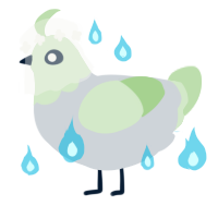 A mist and gluppy chicken with a head pattern