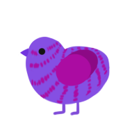 Afton, a blurple and plum chicken with a bar pattern