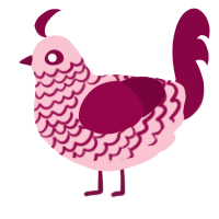 A rose and maroon chicken with a lace pattern