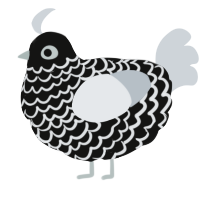 A black and mist chicken with a lace pattern