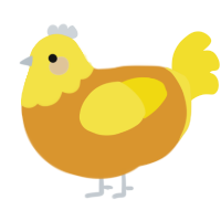 A orange and yellow chicken with a head pattern