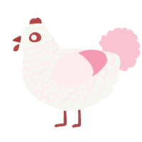 A white and rose chicken with a lace pattern