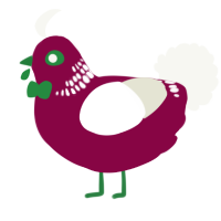 A maroon and white chicken with a neck-band pattern