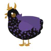 A black and overcast chicken with a speckle pattern