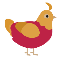 A crimson and orange chicken with a head pattern