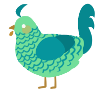 A spring and teal chicken with a lace pattern