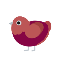 A maroon and red chicken with a head pattern