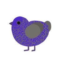 Ban Hammer, a indigo and grey chicken with a double-lace pattern