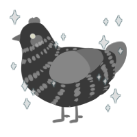 A navy and lime chicken with a bar pattern