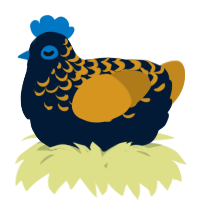 A tumblr and ochre chicken with a half-lace pattern