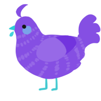 A blurple chicken with a bar pattern