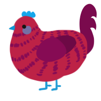 A crimson and wine chicken with a bar pattern